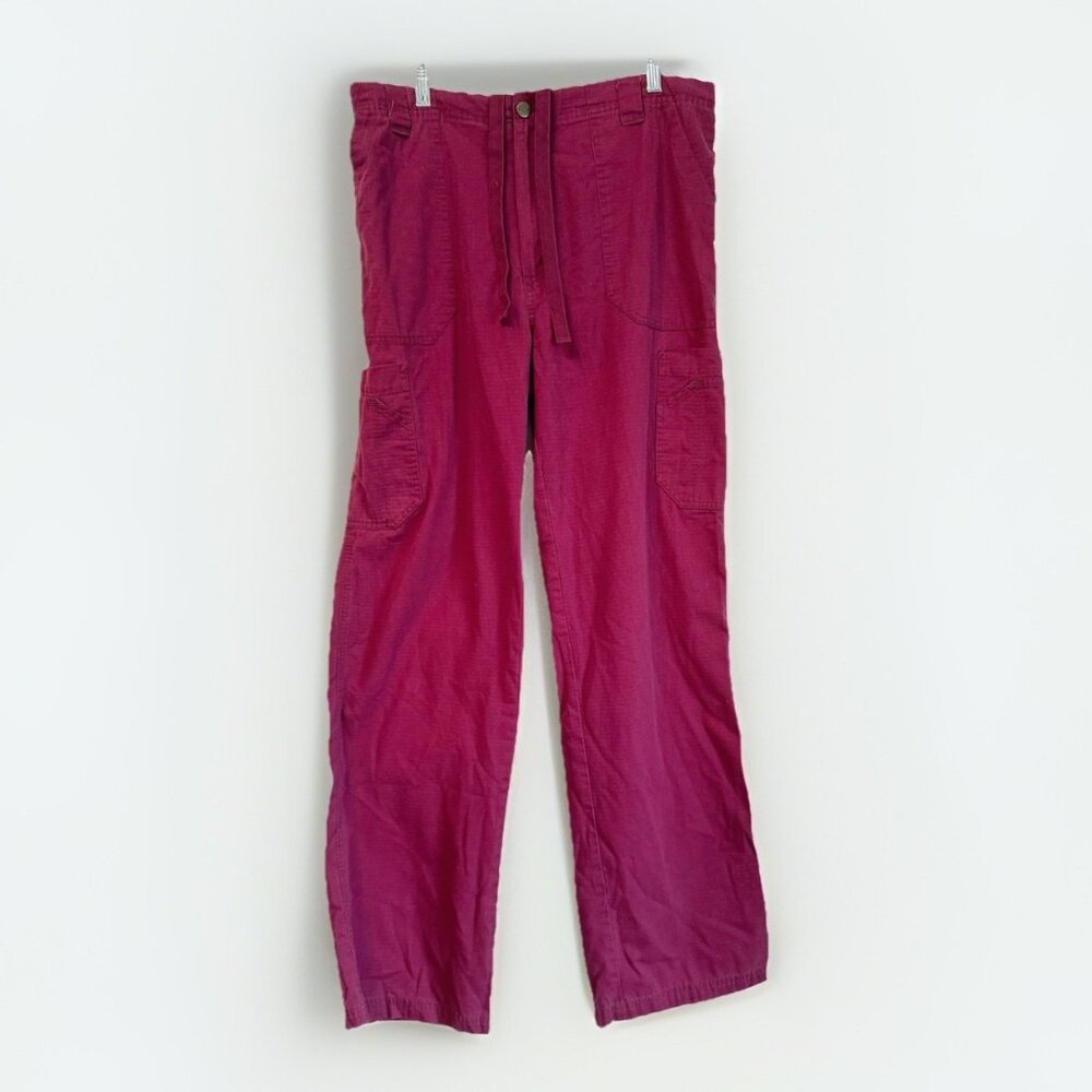 Carhartt Ripstop Mens Medium Tall Multi Pocket Cargo Scrub Pant Burgundy 34x32.5